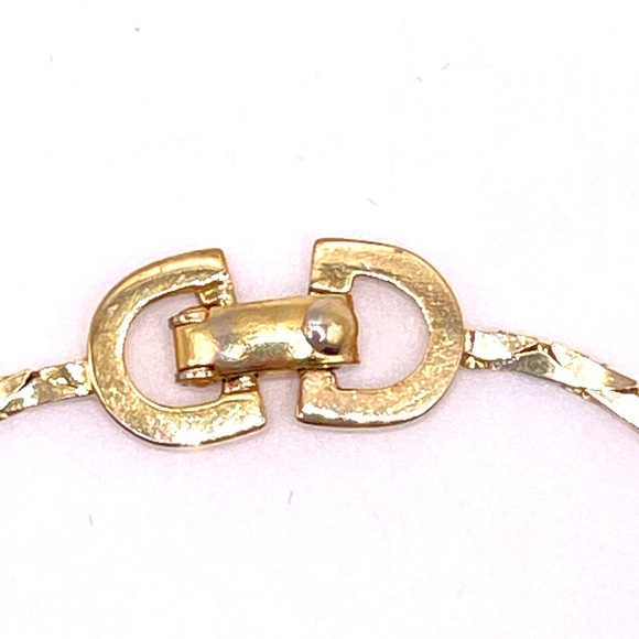 Christian Dior Signed Gold Plate Single Rhinestone Bracelet 7" - Picture 7 of 11